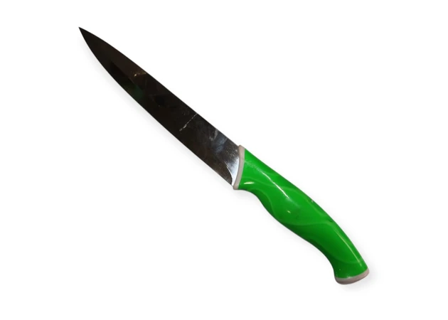 Фото 1 - Кухонний ніж зеленою  пластиковою ручкою 32 см