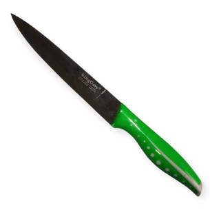 Кухонный нож с зелёной пластиковой ручкой 34 см