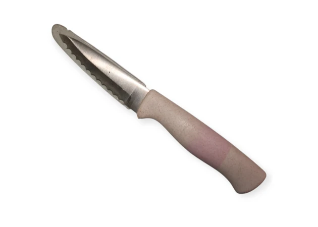 Фото 1 - Кухонний ніж з лезом зубчиками та розовою ручкою   19,5 см