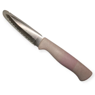 Кухонный нож с зубчатым лезвием и розовой ручкой 19,5 см