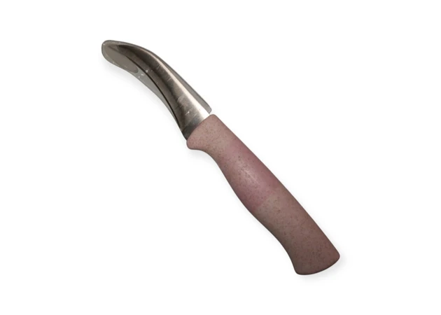 Фото 1 - Кухонний ніж з вигнутим  лезом та розовою ручкою  18  см