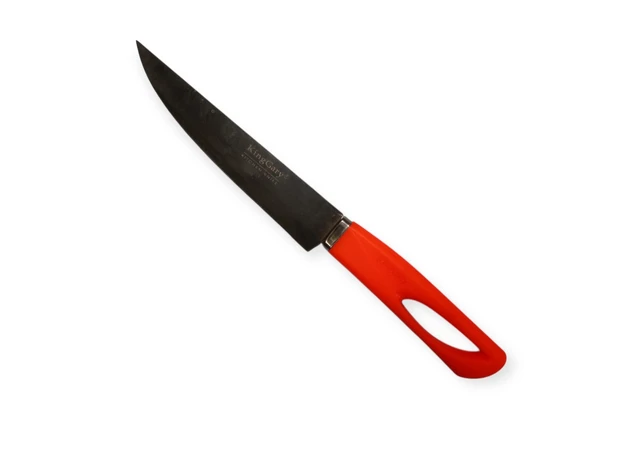 Фото 1 - Кухонный нож с оранжевой пластиковой ручкой с отверстием 23,5 см