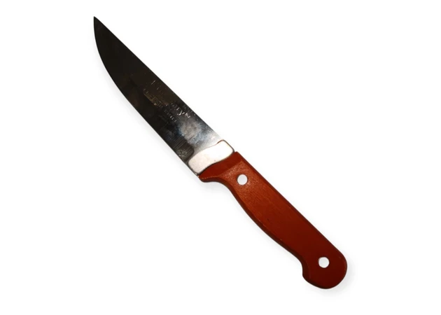 Фото 1 - Кухонный нож с рукояткой из тёмно-оранжевого дерева, 23 см