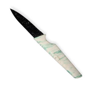 Кухонный нож с черным лезвием и мраморной ручкой, 19,5 см