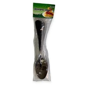 Набор ложек серебристого цвета с черной ручкой (6 шт) 21 см