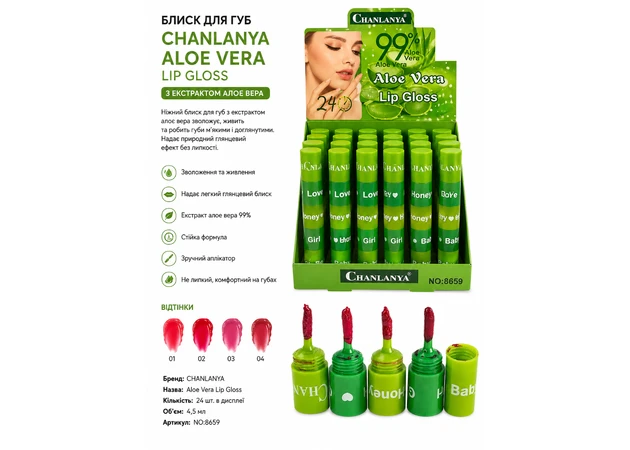 Фото 2 - Блиск для губ CHANLANYA Aloe Vera Lip Gloss 99%