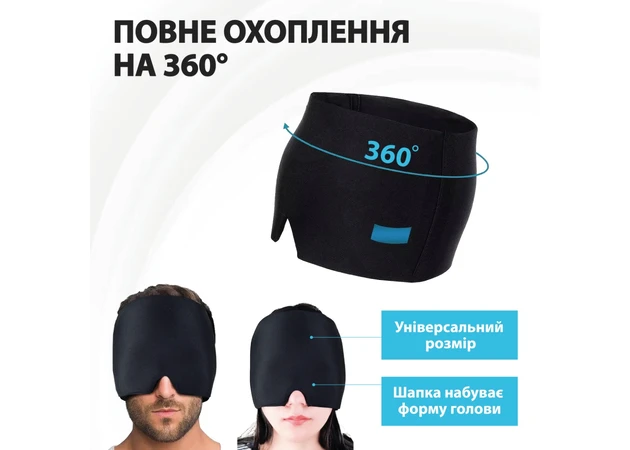 Фото 2 - Шапка для облегчения головной боли/мигрени/стресса/опухших глаз с холодным компрессом