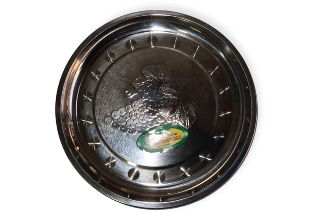 Фото 2 - Піднос з нержавіючої сталі круглий 28 см, MT-38