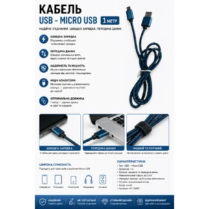 Кабель USB - Micro USB 1м