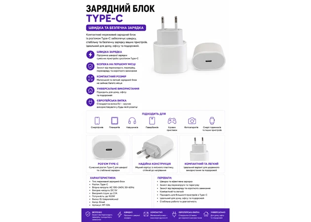 Фото 1 - Зарядний блок Type-C