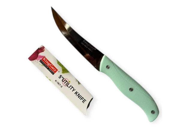 Фото 1 - Кухонний ніж з зеленою пластиковою ручкою 24 см