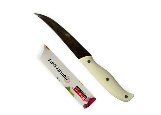 Фото 1 - Кухонний ніж з білою  пластиковою ручкою 26 см