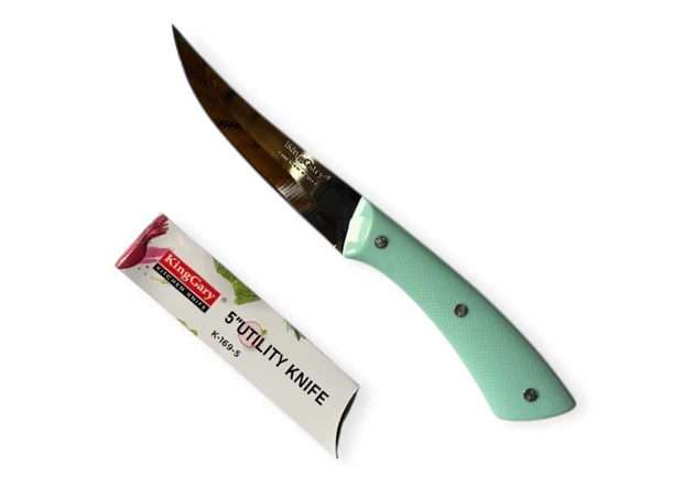 Фото 1 - Кухонний ніж з зеленою  пластиковою ручкою 24 см