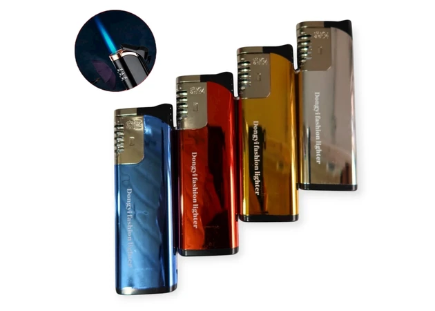 Фото 3 - Запальничка (Turbo полум'я) металева 11 см с фонариком, H01780