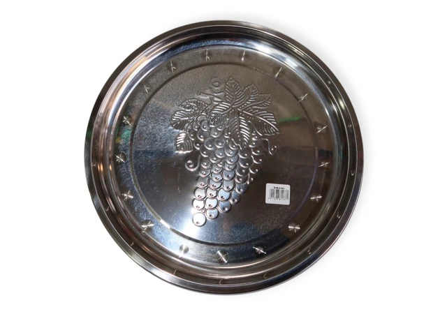 Фото 1 - Піднос з нержавіючої сталі круглий 34 см, MT-37