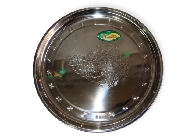 Фото 1 - Піднос з нержавіючої сталі круглий 38 см, MT141