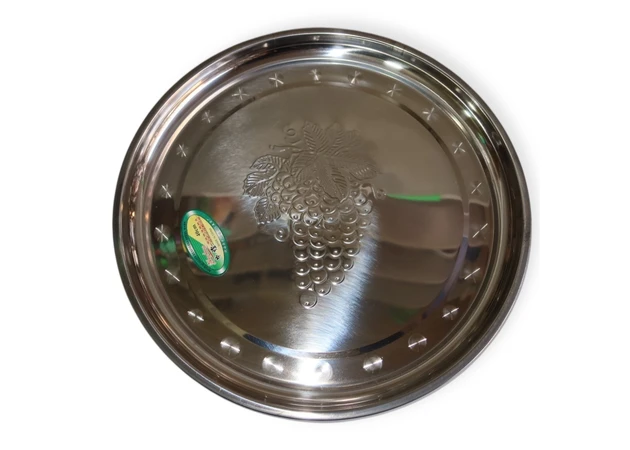 Фото 1 - Піднос з нержавіючої сталі круглий 40 см, MT-142
