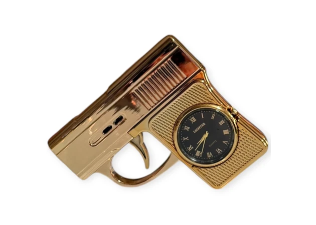 Фото 1 - Запальничка (Turbo полум’я) Пістолет з годинником, H02603