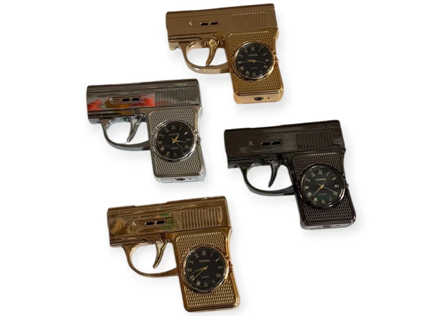 Фото 2 - Запальничка (Turbo полум’я) Пістолет з годинником, H02603