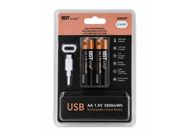 Фото 1 - Акумуляторні батарейки AA 1.5V USB Type-C, 3500 mWh