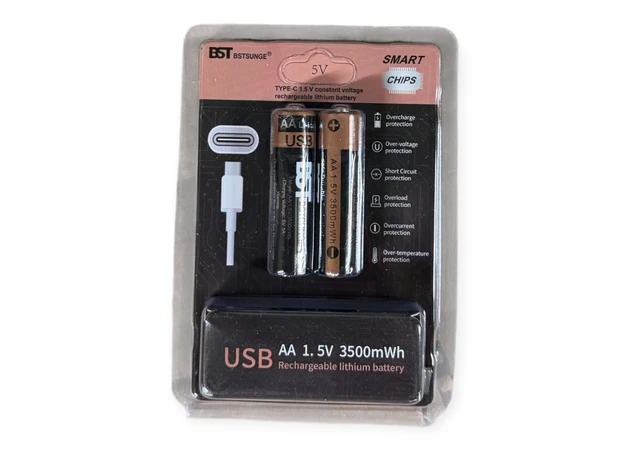 Фото 1 - Акумуляторні батарейки AA 1.5V USB Type-C, 3500 mWh