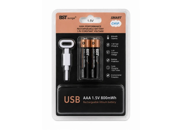 Фото 1 - Акумуляторні батарейки AAA 1.5V USB Type-C, 800 mWh